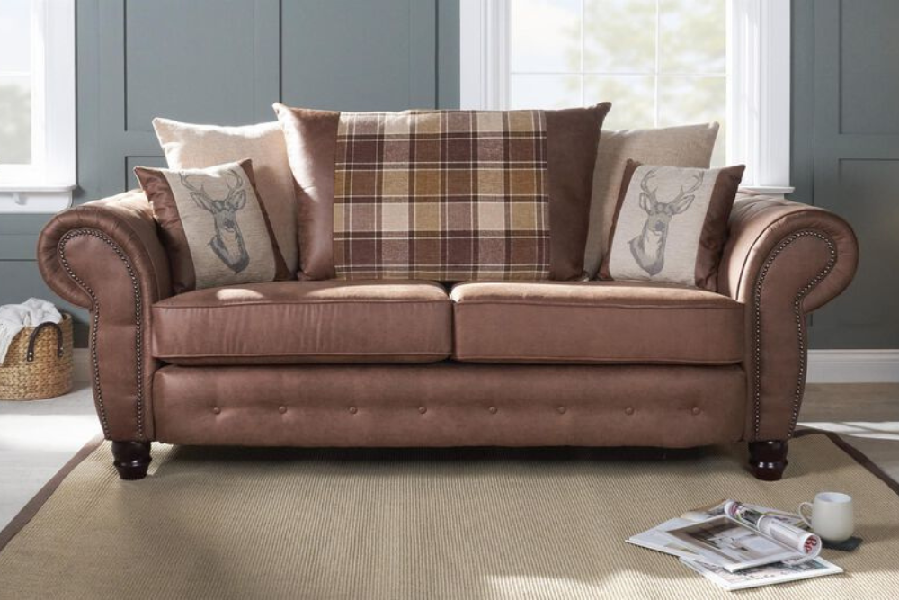 Cambridge 3 Seater Sofa Scatter Back | Tan