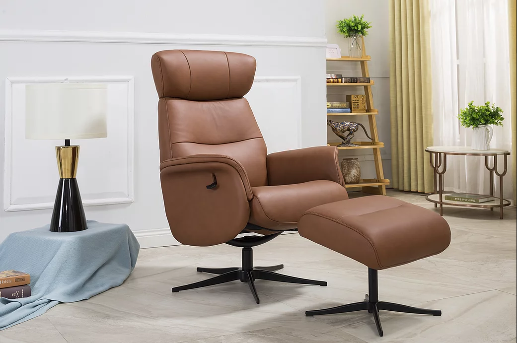 Dexter Reclining Swivel Chair & Stool