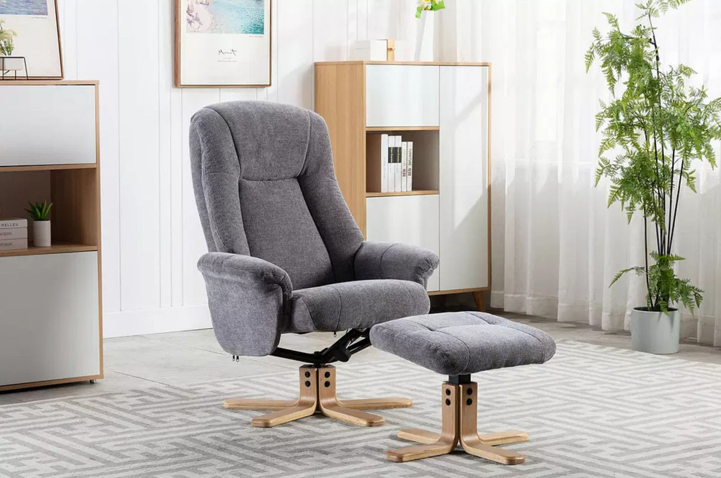 Hanover Swivel Recliner Chair & Stool