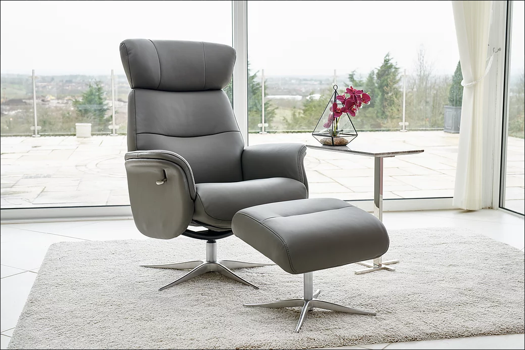 Dexter Reclining Swivel Chair & Stool