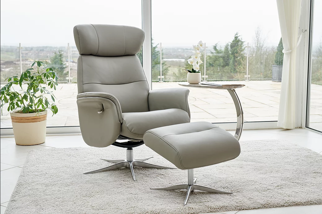 Dexter Reclining Swivel Chair & Stool