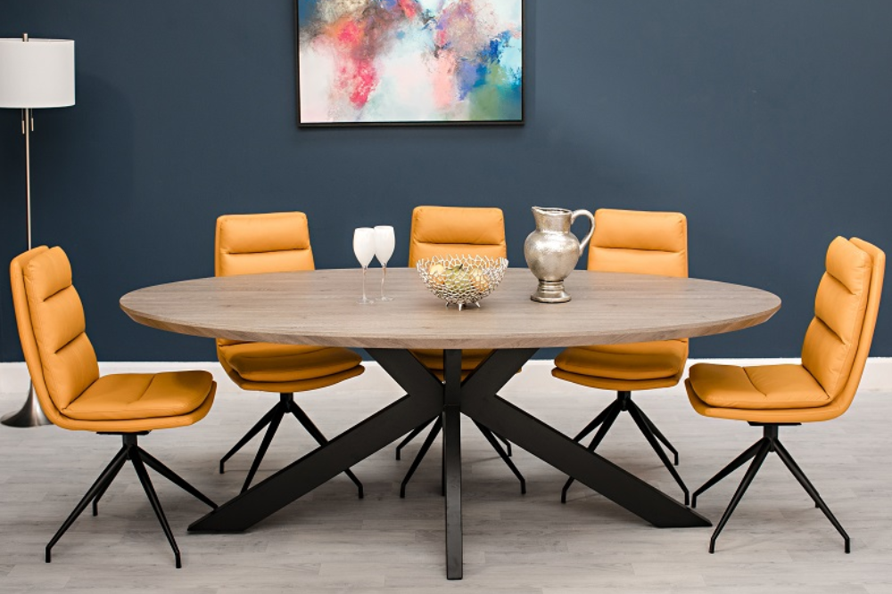 Oval grey dining table deals