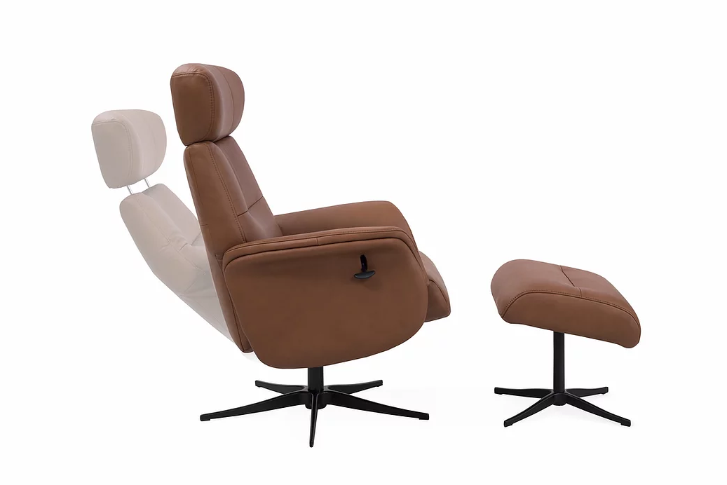 Dexter Reclining Swivel Chair & Stool
