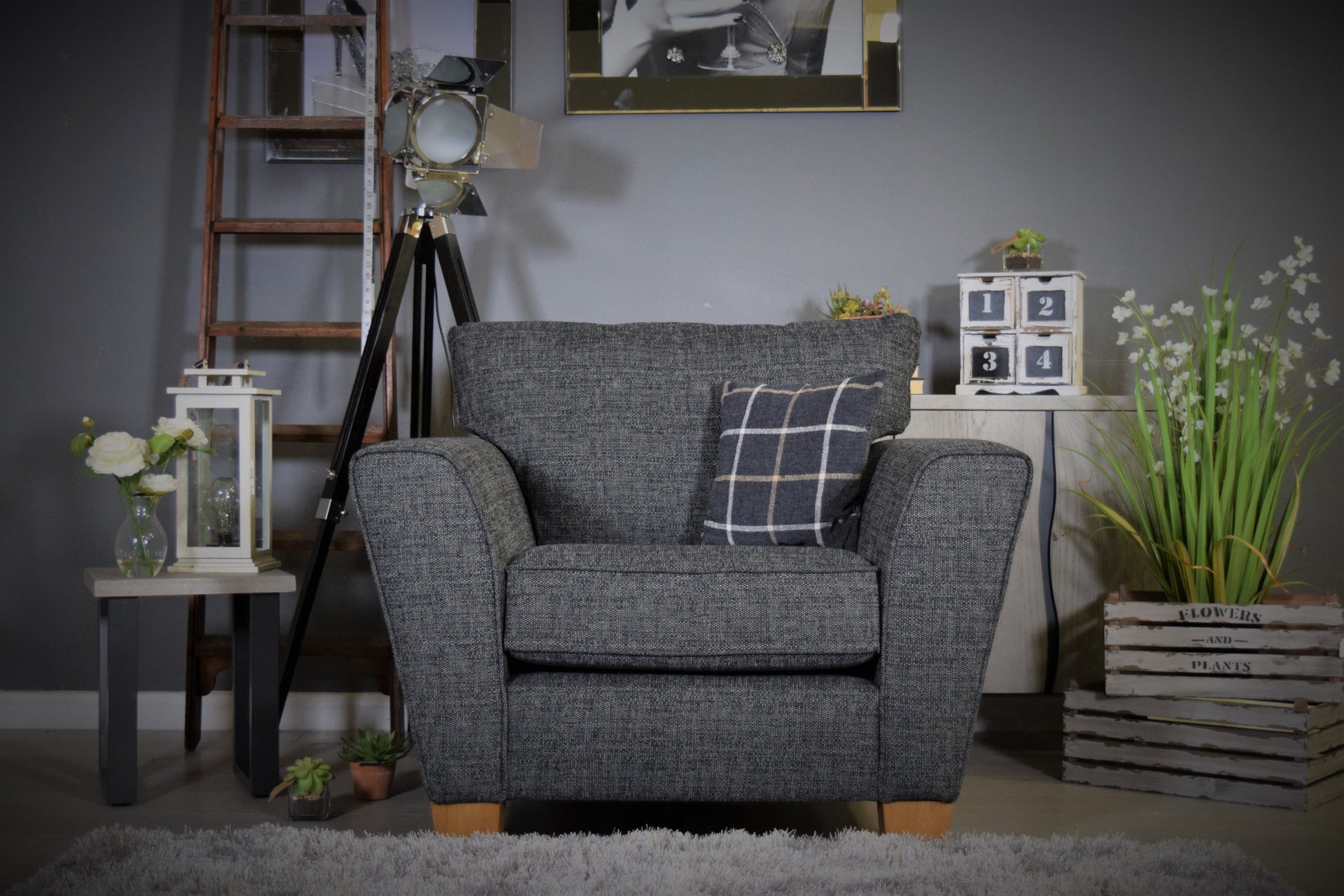 Lucca Arm Chair - Grey / Charcoal-Fabric Sofa-Jaspers of Hinckley Ltd.