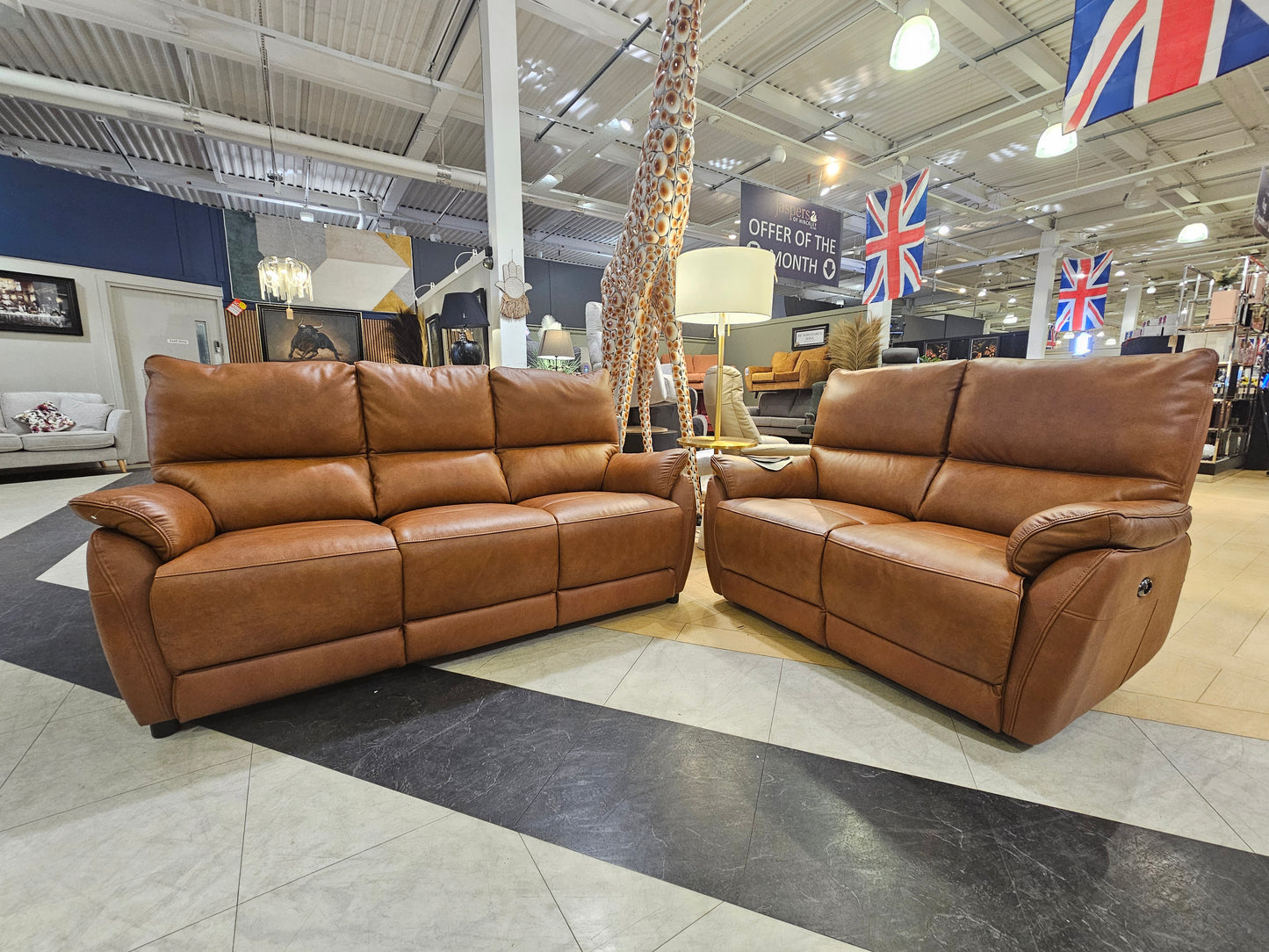 Lotus 3 Seater Sofa + 2 Seater Power Recliner Sofa
