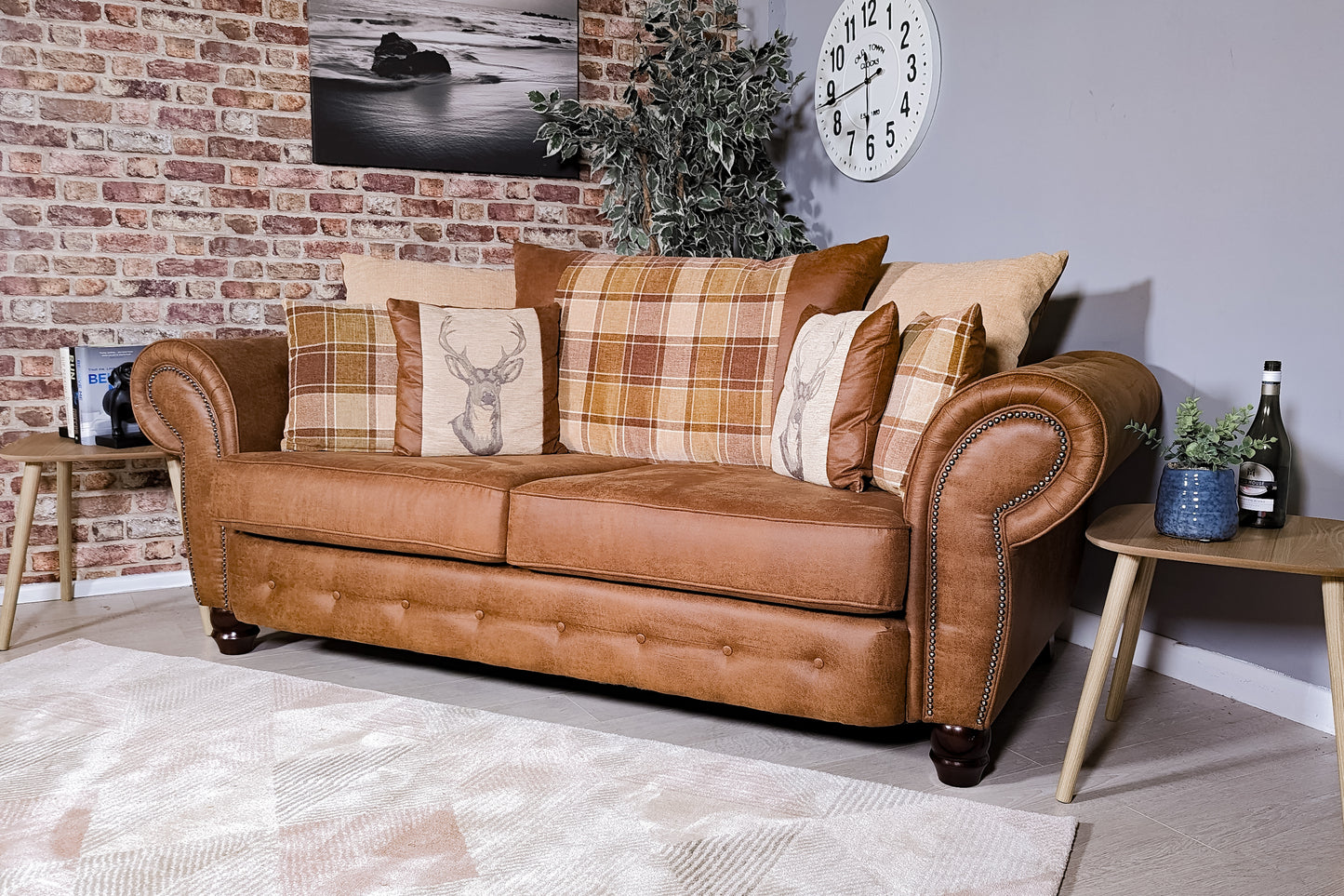 Cambridge 3 Seater Sofa Scatter Back | Tan