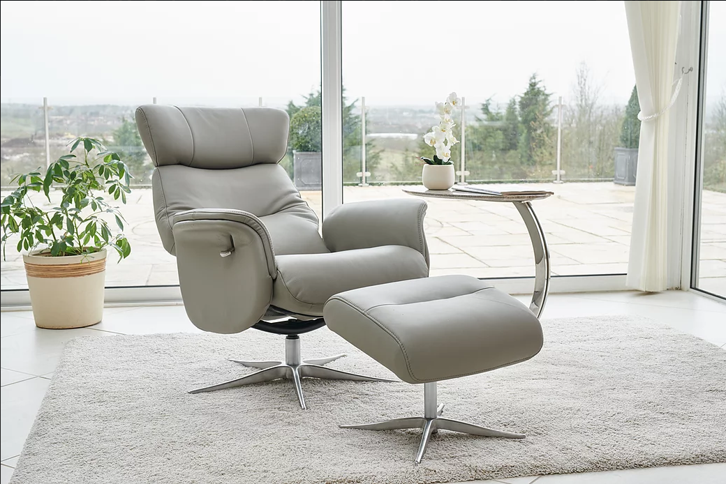 Dexter Reclining Swivel Chair & Stool