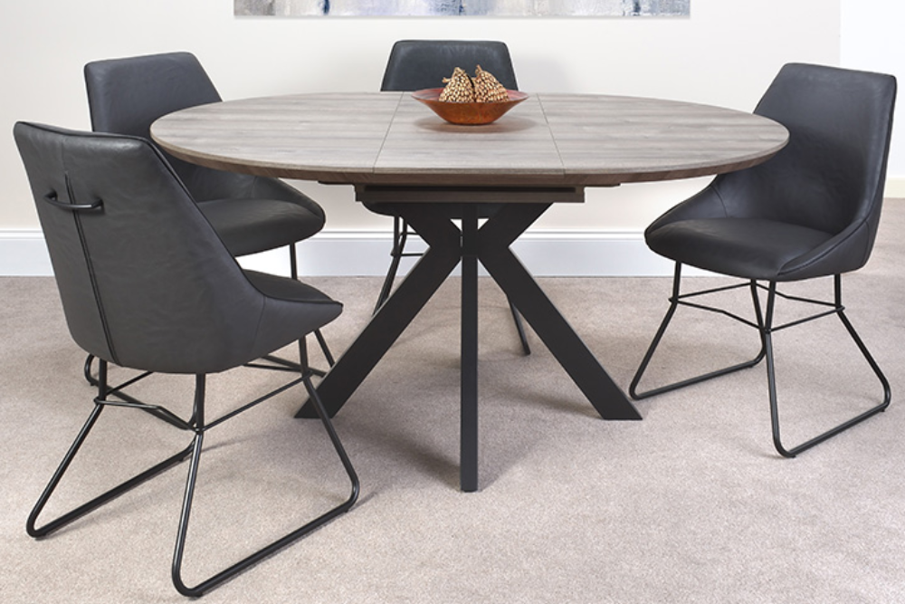 The Melbourne Collection - 1200mm To 1600mm Extending Round Dining Table | Available In Grey, Light Walnut & Oak