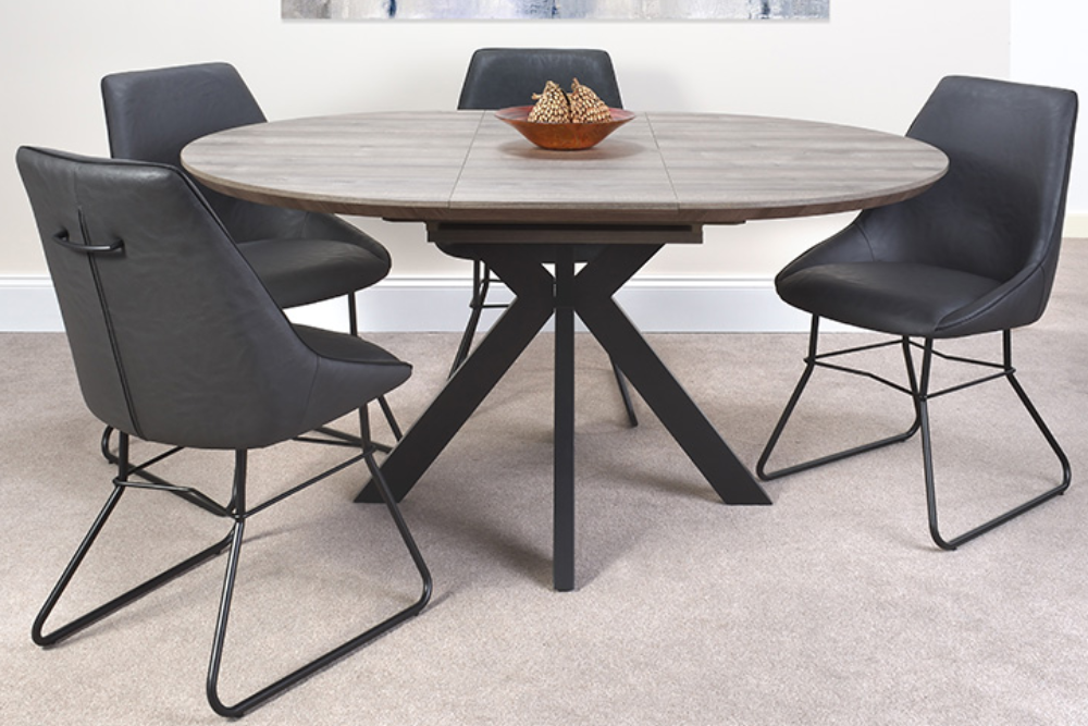 Extendable round table and chairs discount