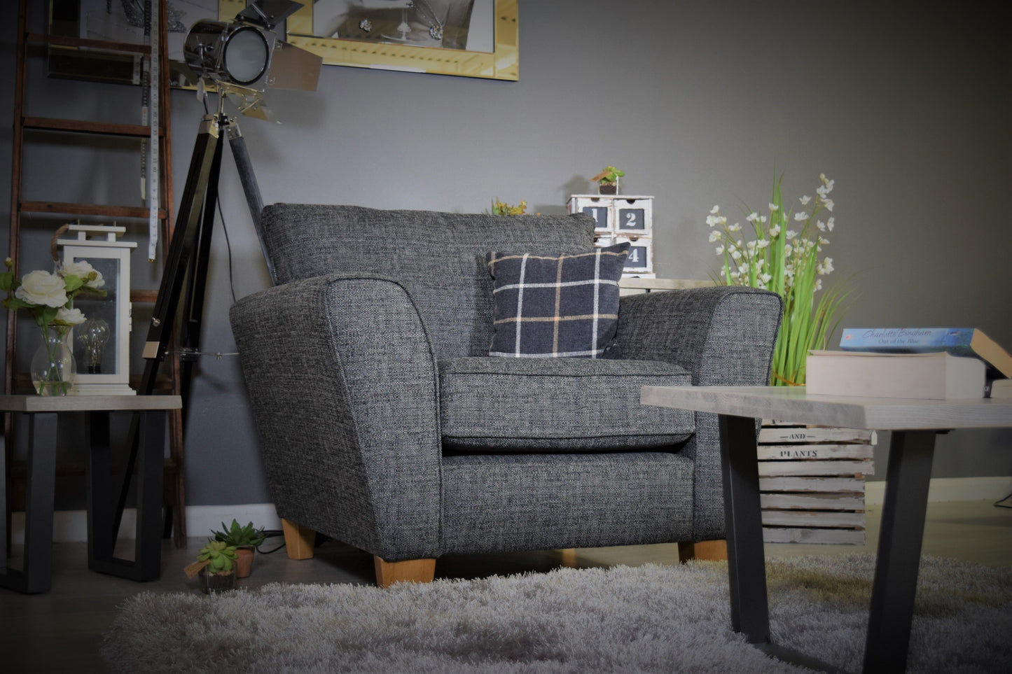 Lucca Arm Chair - Grey / Charcoal-Fabric Sofa-Jaspers of Hinckley Ltd.